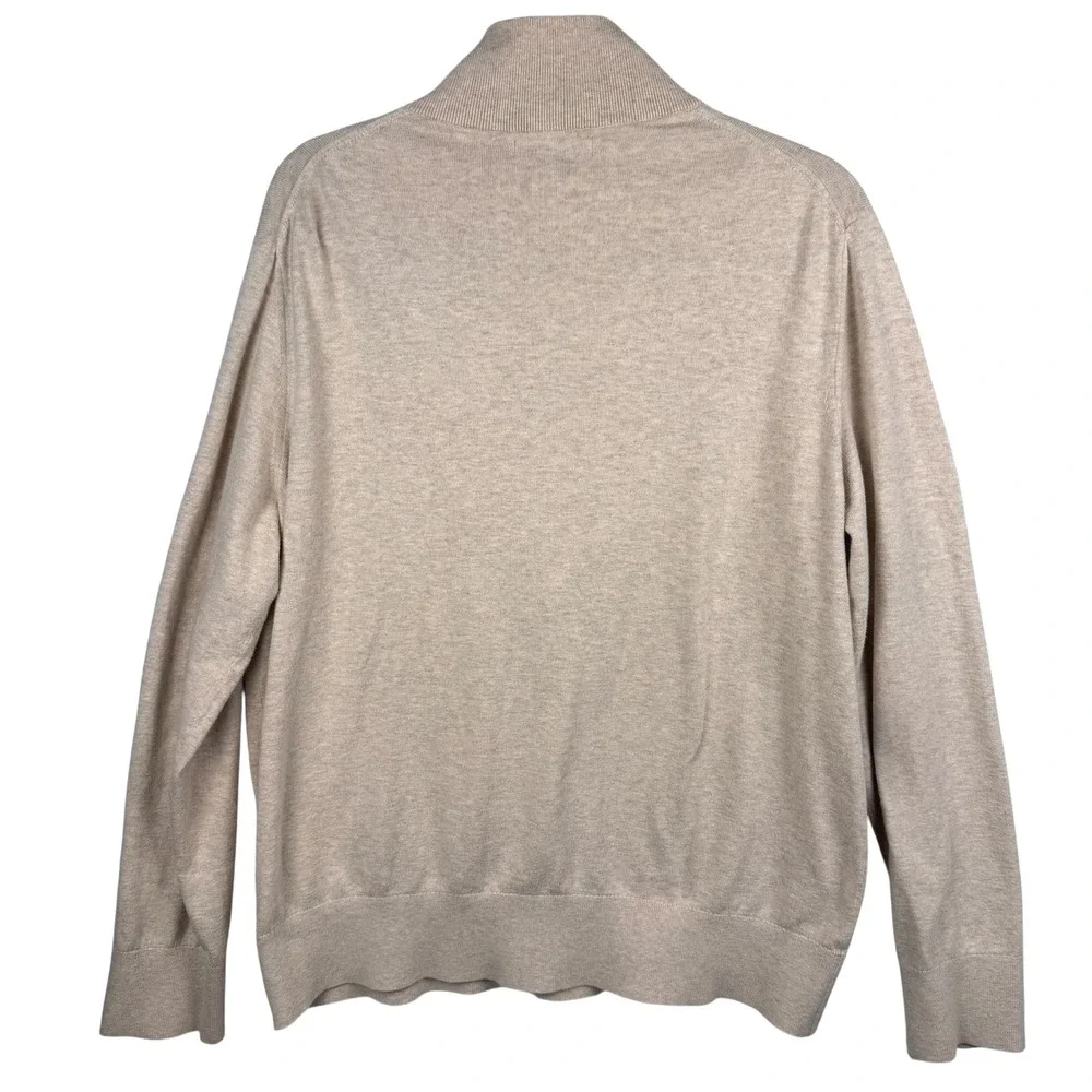 Banana‎ Republic Sweater Mens XL Mock Neck Half Zip Pullover Long Sleeve Ivory